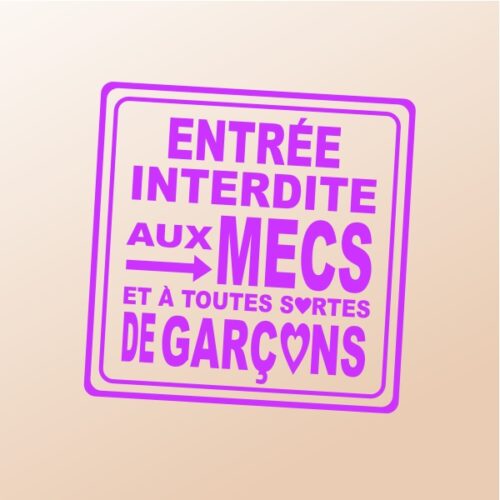 Sticker ado porte de chambre Modèle Interdit aux mecs et aux garçons