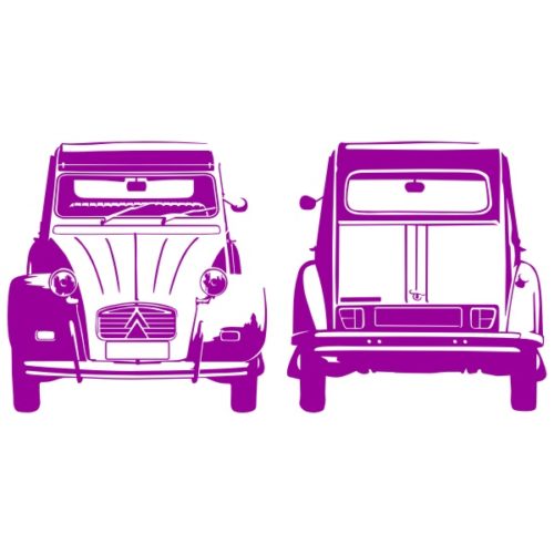 Sticker 2CV Charleston face et dos pour porte recto-verso