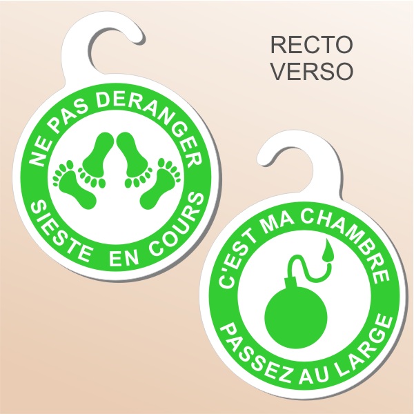 Panneau réversible pour porte de chambre humour