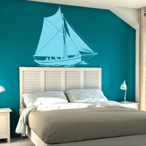 Sticker décoration murale d'un voilier sloop langoustier