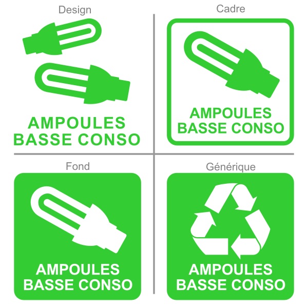 Sticker Recyclage des ampoules basse consommation Signalétique