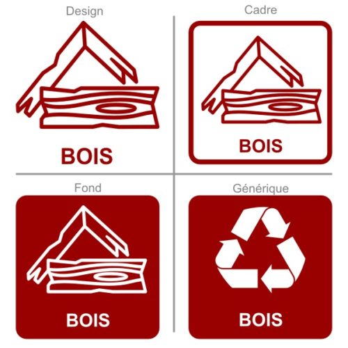 Panneau ou sticker pour le tri sélectif du bois et des dérivés bois