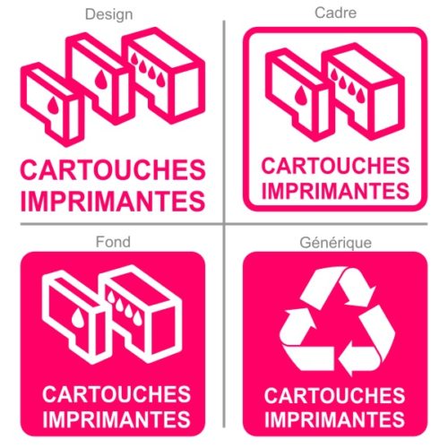 Sticker signalisation poubelle pour le recyclage des cartouches d'imprimantes