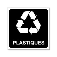 Panneau tri sélectif des plastiques Sticker autocollant pour la récupération et le recyclage des bouteilles plastiques