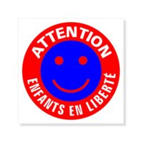 Sticker attention enfants en liberté, signalétique pour écoles