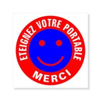 Sticker éteignez votre portable Panneau portable interdit, signalétique lieux publics
