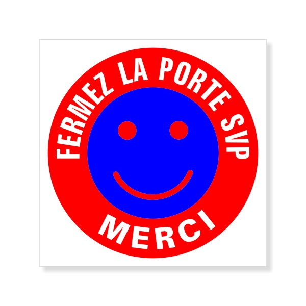 Sticker Fermez la porte SVP Signalétique smiley Decorenkit La boutique des Stickers