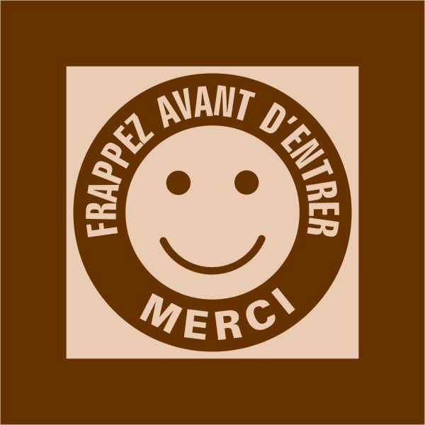 Sticker Frappez avant d'entrer Signalétique smiley - Decorenkit - La ...