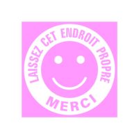 Sticker laissez cet endroit propre, signalétique smiley