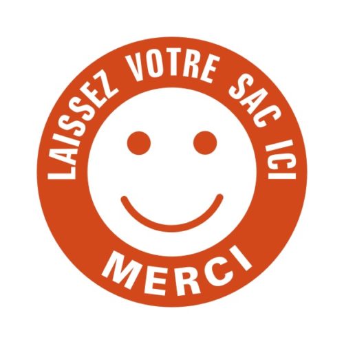 Sticker info magasin laissez votre sac ici