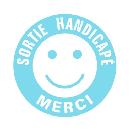 Sticker sorties handicapés signalétique smiley