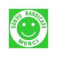 Panneau sorties handicapés signalétique smiley Sticker sorties handicapés pour le garage