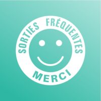 Sticker smiley signalétique sorties fréquentes
