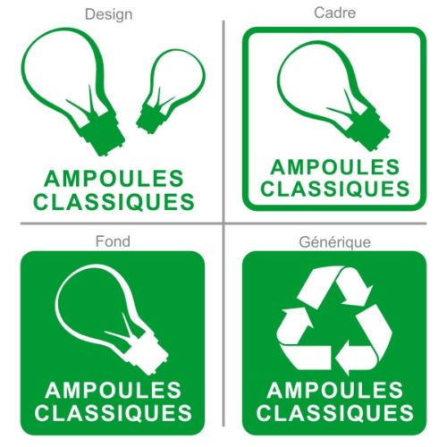 Panneau pour le recyclage des ampoules traditionnelles