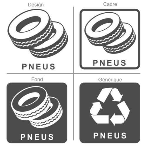 Pictogramme autocollant pour le tri sélectif des pneumatiques