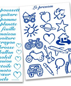Stickers poussette voiture guitare coeur maison