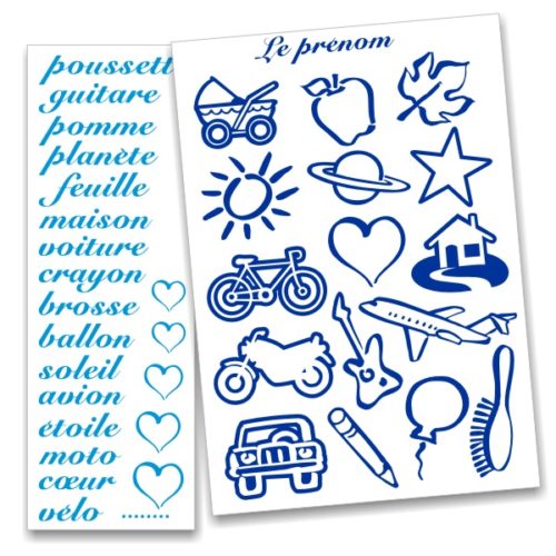 Stickers poussette voiture guitare coeur maison