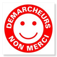 Panneau anti démarcheurs non merci smiley Sticker démarcheurs smiley non merci