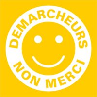 Sticker anti démarcheurs non merci smiley Sticker anti démarcheurs smiley pour la porte de la maison