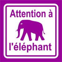 Sticker autocollant attention à l'éléphant