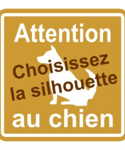 Sticker humour ou sécurité Attention au chien avec silhouette personnalisée