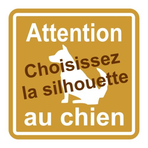Sticker humour ou sécurité Attention au chien avec silhouette personnalisée
