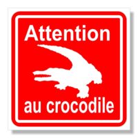 Sticker attention au crocodile Panneau à coller attention au crocodile