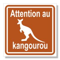 sticker attention au kangourou Sticker signalétique attention au kangourou,
