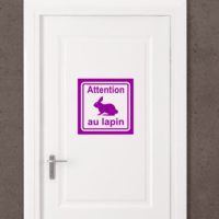 Sticker attention au lapin