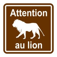 Sticker signalétique sécurité attention au lion