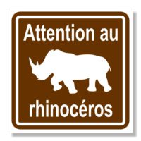 panneau adhésif attention au rhinocéros