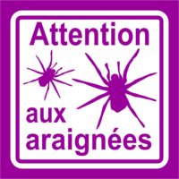 Panneau attention aux araignees Sticker autocollant attention aux araignées