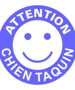 Sticker smiley attention au chien taquin
