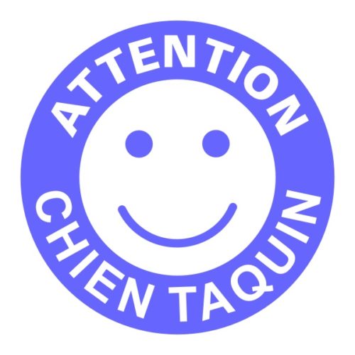 Sticker smiley attention au chien taquin