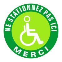 Sticker signalisation sortie handicapé ne stationnez pas ici Panneau de signalisation ne stationnez pas ici sortie handicapés