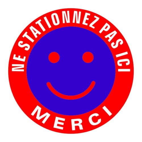 Sticker signalétique smiley ne stationnez pas ici merci