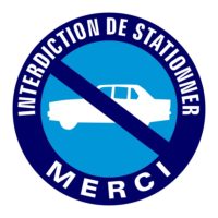 Sticker de signalisation interdiction de stationner merci
