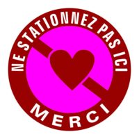 Panneau signalisation ne stationnez pas ici avec coeur Sticker ou panneau signalétique ne stationnez pas ici