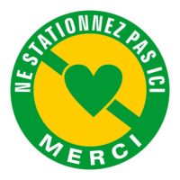 Sticker signalisation ne stationnez pas ici avec coeur Sticker ou panneau signalétique ne stationnez pas ici merci