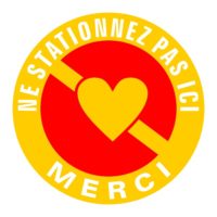 Sticker humour signalisation ne stationnez pas ici avec coeur Sticker ou panneau de signalisation ne stationnez pas