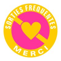 Sticker humour stationnement sorties fréquentes avec coeur Sticker signalétique attention sorties fréquentes merci sticker original et poétique,