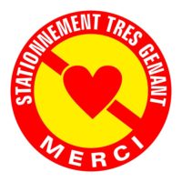 Sticker ou panneau pour interdiction de stationner avec coeur
