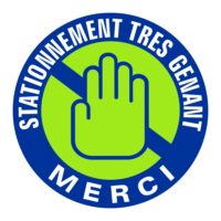 Sticker signalisation stationnement très gênant avec main Panneau de stationnement très gênant original avec main