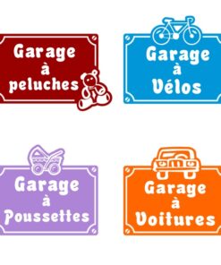 Sticker garage à jouets avec motifs vélo, peluche, poussette ou voiture