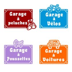 Sticker garage à jouets avec motifs vélo, peluche, poussette ou voiture