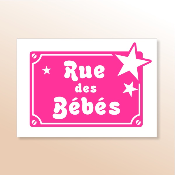 Plaque rue des bébés avec motifs étoiles plaque enfant originale personnalisées