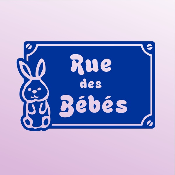 Plaque rue des bébés avec motifs lapin