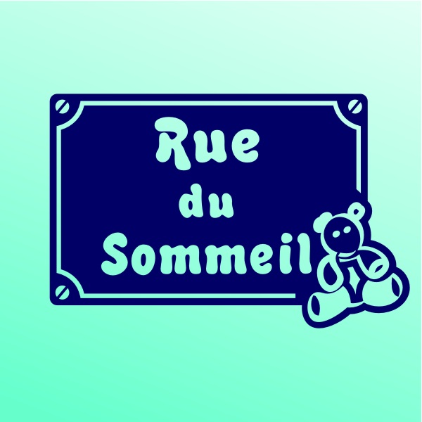 Plaque enfant rue du sommeil avec motifs peluche