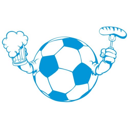Sticker humour ballon de foot bière et chipolata