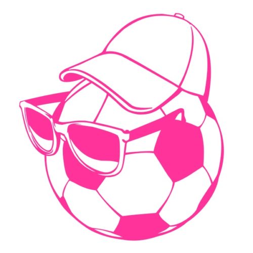 Sticker décoration murale ballon de foot avec casquette et lunettes